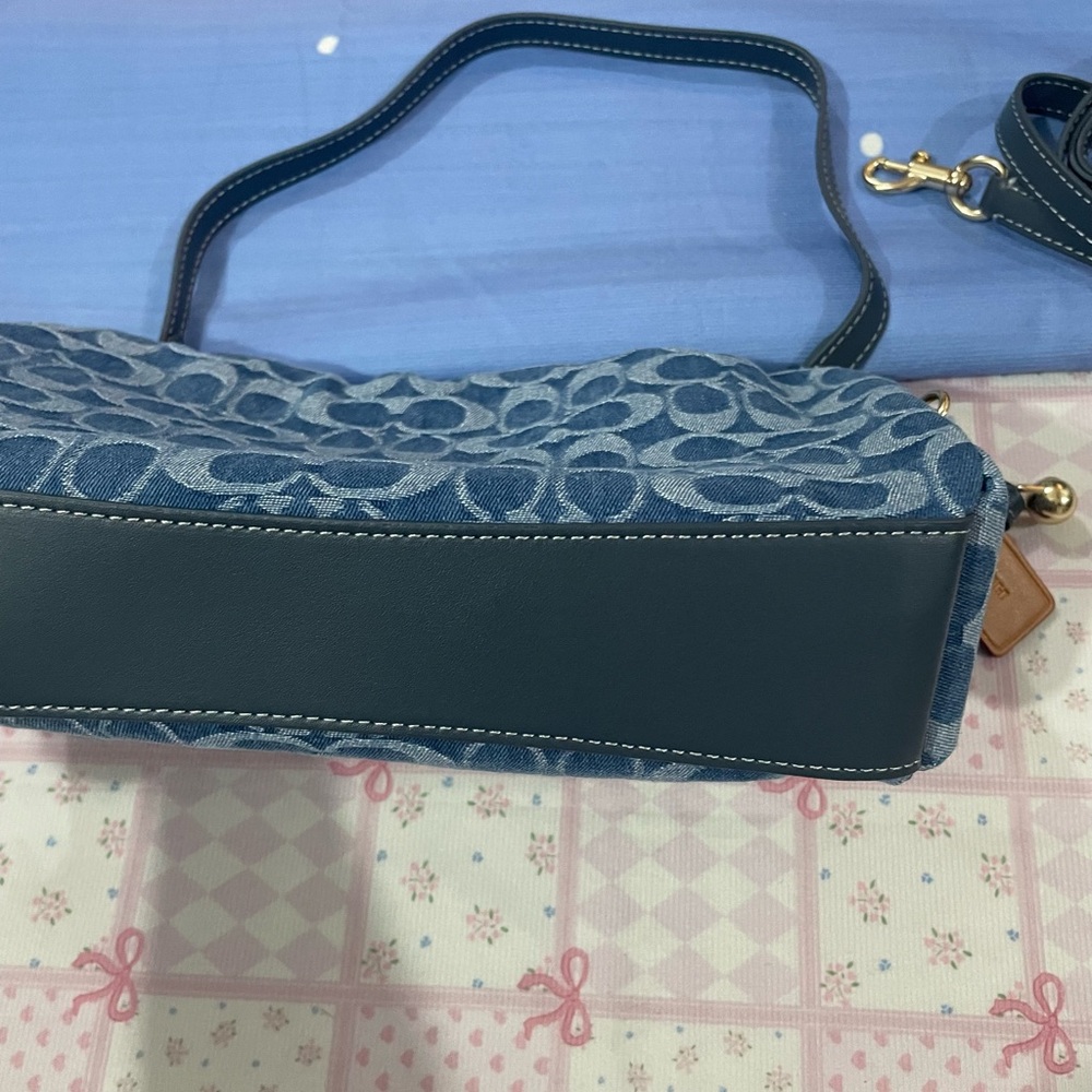 Coach Denim Signature Shoulder Bag in Blue - Picture 3 of 8
